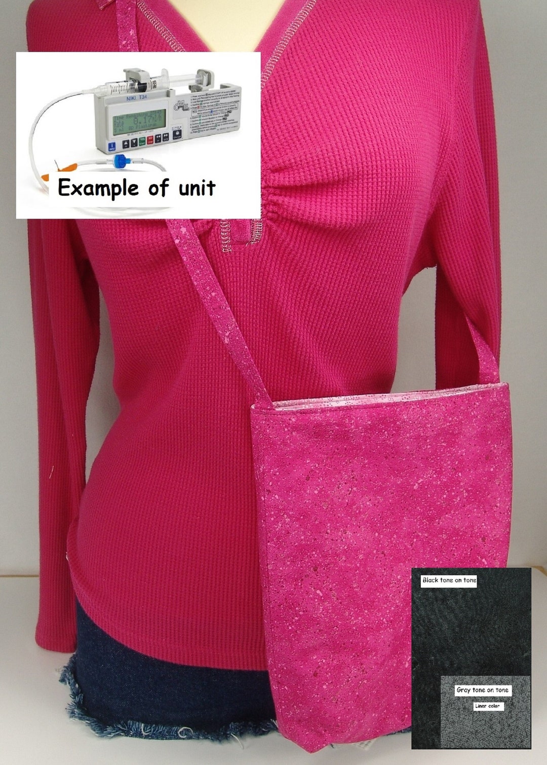 Syringe Driver Bag Padded and Lined With Tube Clip, Ambulatory Syringe