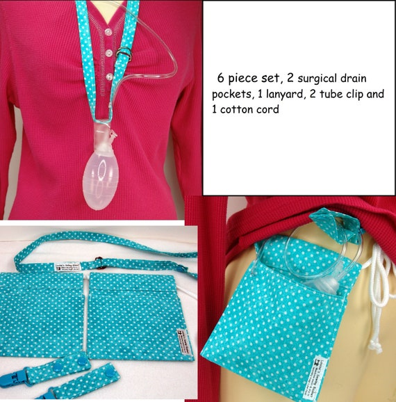 Surgical Drain Pockets and Lanyard With Tube Clips, Mastectomy, Breast,  Cancer, Cosmetic, Augmentations, Tummy Tucks, Weight Reduction, 