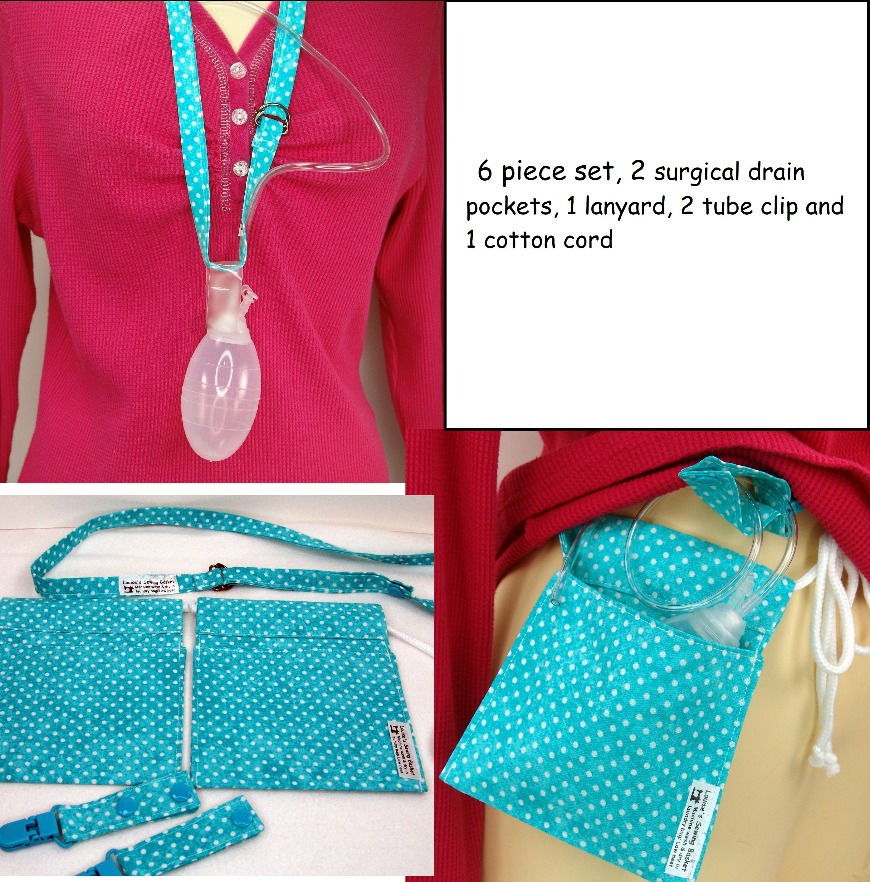 Buy Surgical Drain Pockets and Lanyard With Tube Clips, Mastectomy, Breast,  Cancer, Cosmetic, Augmentations, Tummy Tucks, Weight Reduction, Online in  India 