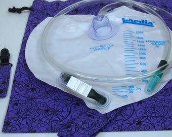 2000 ml Cover Urine Bag Cover, tube cover and tube clip, unlined, drawstring, catheter bag holder, purple