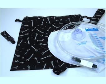 2000 ml Cover Urine Bag Cover, tube cover and tube clip, Urostomy pouches cover, unlined, drawstring, catheter bag holder, Tools print