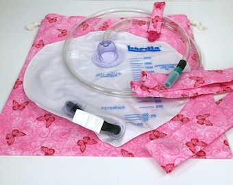 Catheter Bag Cover with Tube Cover, 2000 ml Cover, drawstring, Urine Bag Cover, and tube clip, Urostomy pouches cover, unlined,