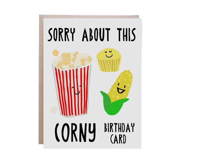 Corny Birthday Card, Popcorn Birthday Card, Birthday Card, Popcorn, Pun Bir...