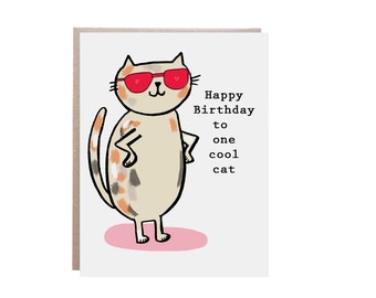 Birthday Card for Cat, Pet Birthday Card, Cat Birthday Card, Cat Birthday, Cool Cat