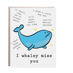 Miss You Card, Social Distancing Card, Pun Miss You Card, Whaley Miss You