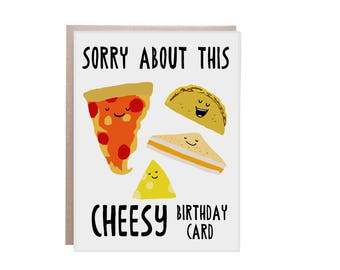 Pizza Birthday Card, Birthday Card, Pizza, Punny Birthday Card, Punny, Cheesy Card, Taco Birthday Card