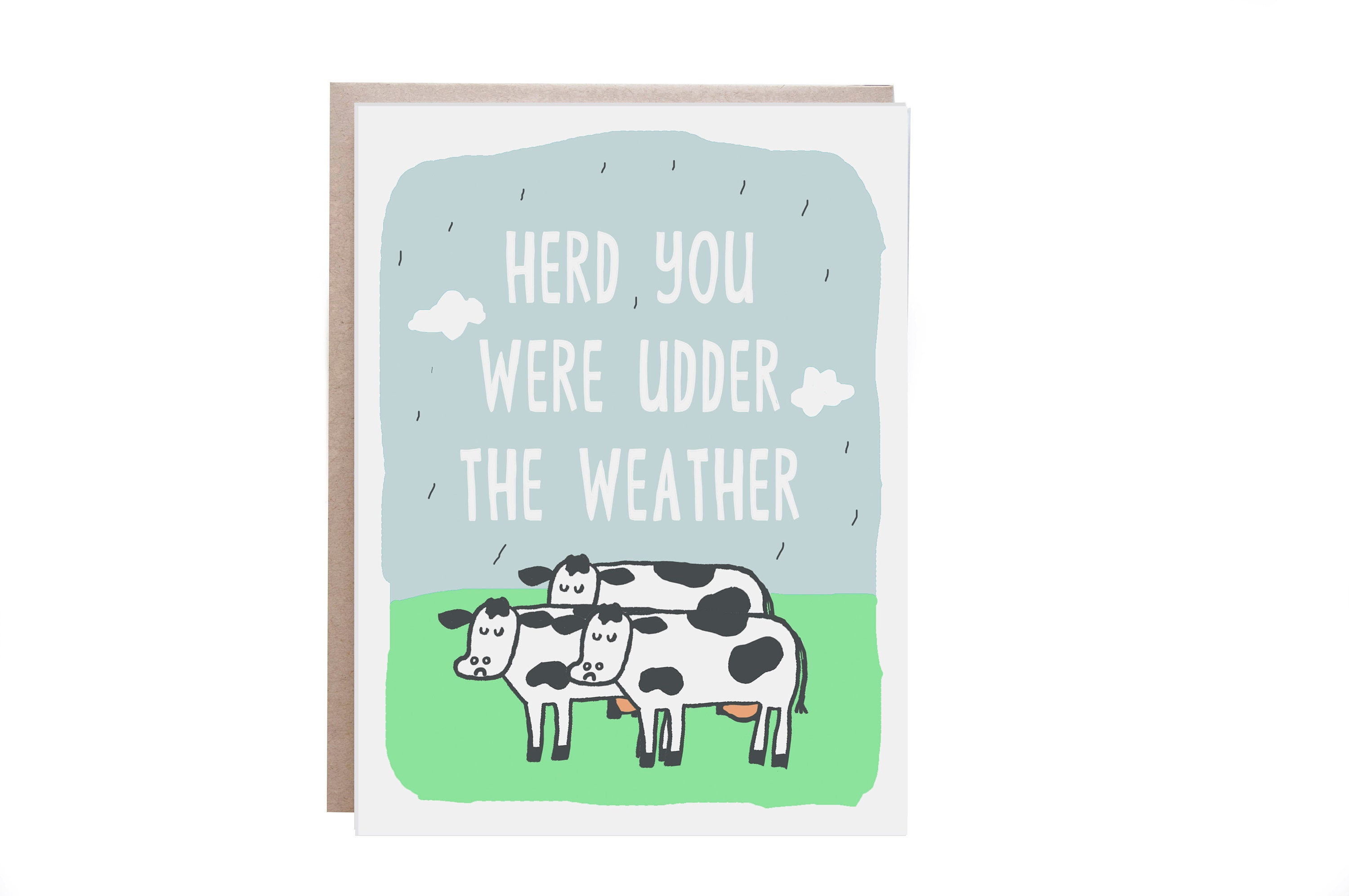 Get Well Card Cow Card Pun Punny Card Feel Better Feel Etsy