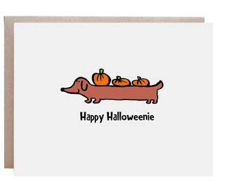 Happy Halloweenie, Halloween Card, Happy Halloween, Dog Halloween Card