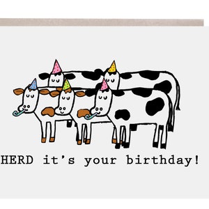 Pun Birthday Card, Funny Birthday Card, Cow Birthday Card, Cow Card