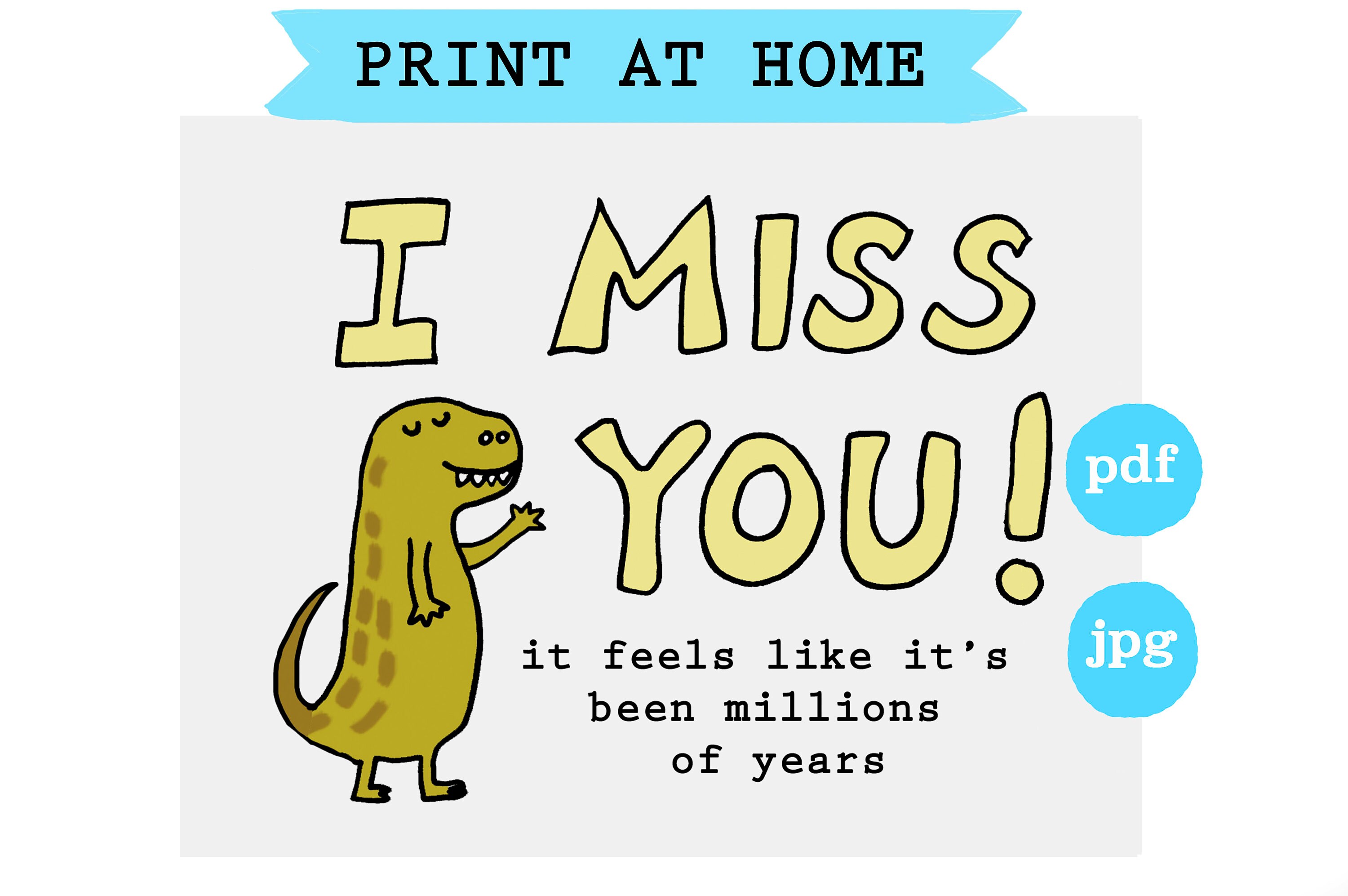 Digital Miss You, Printable Miss You Card, Funny Miss You Card, Downloadable Miss You Card
