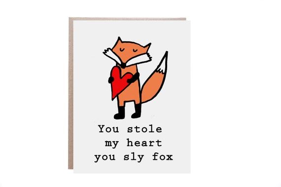 Love Valentine Card Fox Valentine Fox Valentine's Day | Etsy