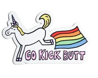 Unicorn Sticker, Kick Butt, Unicorn, Laptop Sticker, Water Bottle Decal, Unicorn