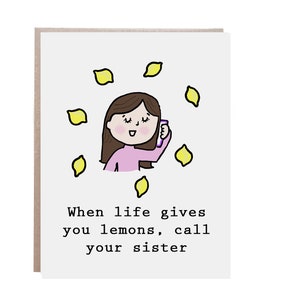 Tarjeta de cumpleaños para una hermana, tarjeta para una hermana, cuando la vida te da limones