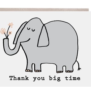 Carte de remerciement mignonne, carte de remerciement, merci, carte d’éléphant
