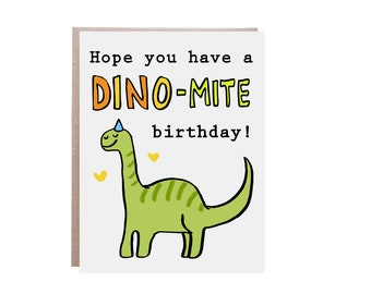 Kids Birthday Card, Happy Birthday Card, Dinosaur Birthday, Dinosaur Birthday Card