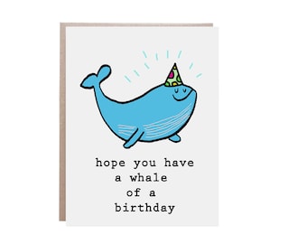 Whale of A Birthday, Birthday Card, For Children, Whale Card