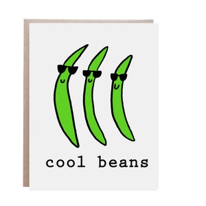 Carte de félicitations, carte Punny, carte de légumes, haricots frais
