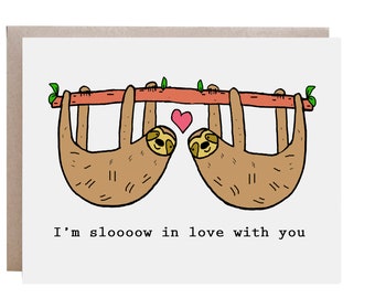 Valentine's Day Card, I Love You Card, Valentine, Sloth Love Card, Love Card