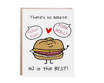 NJ Card, I Love New Jersey, Pork Roll Card, Funny NJ Card, Taylor Ham Card