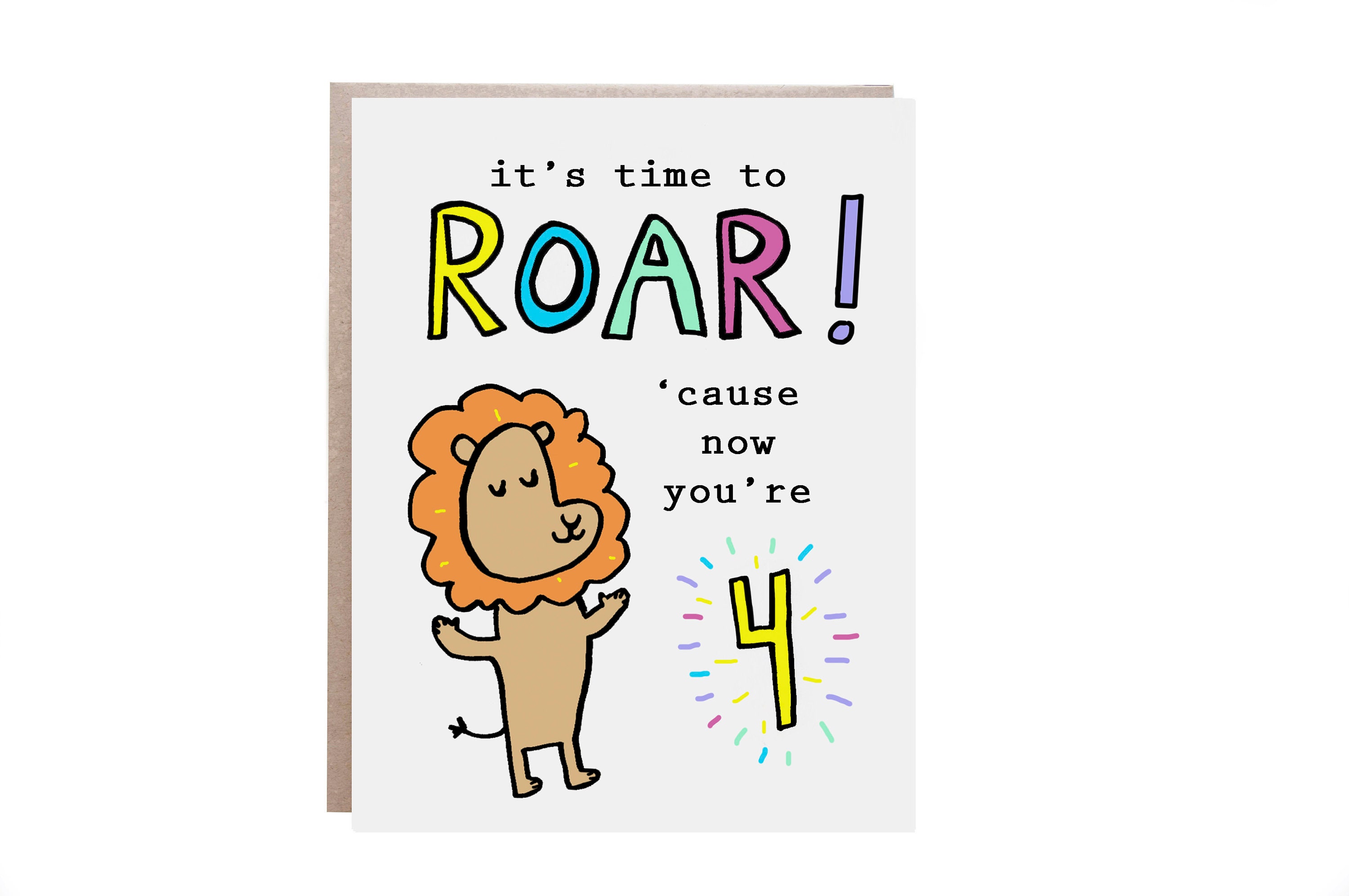 Fourth Birthday Card, Happy Birthday Card, 4 Year Old Birthday, Birthday Card, Happy 4th Birthday