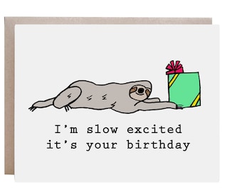 Sloth Birthday Card, Sloth, Birthday Card, Happy Birthday, Funny