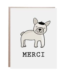 Carte de remerciement, carte Français Bulldog, carte Frenchie, carte Merci