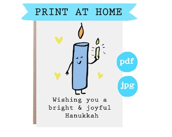 Printable Hanukkah Card, Digital Download Hanukkah Card, Chanukah Card, Digital Card Print