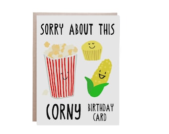 Corny Birthday Card, Popcorn Birthday Card, Birthday Card, Popcorn, Pun Birthday Card