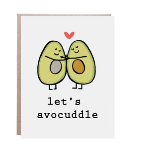 Love Card, Avocado Card, Avocuddle Card, Let's Cuddle