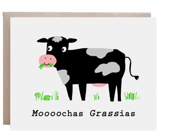 Moochas Gracias, Thank You Card, Cow Thank You Card
