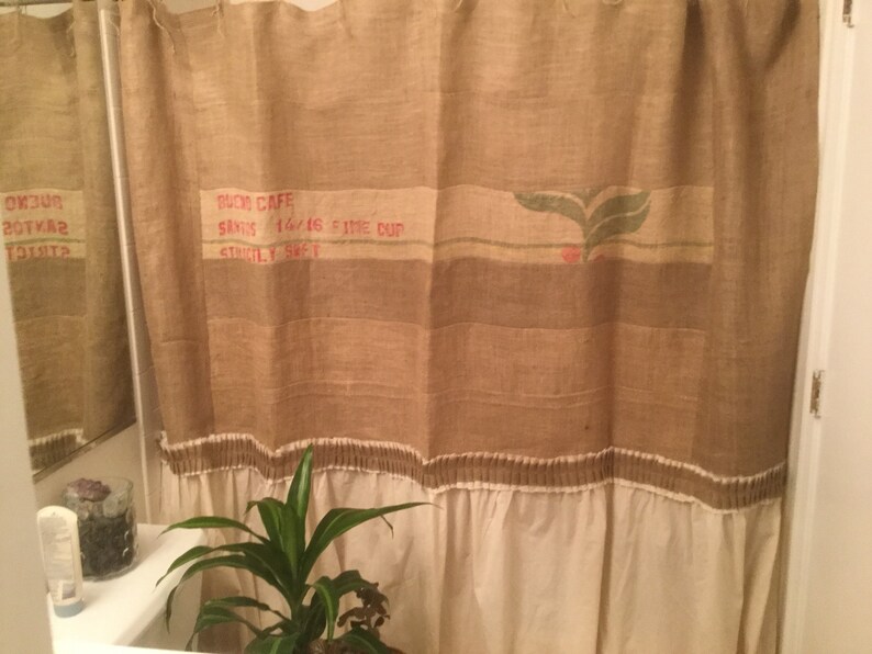 Upcycled Primitive Burlap/muslin Shower Curtain Farmhouse Etsy