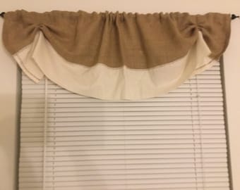 Natural Burlap And Muslin Tie Up Valance/Curtain