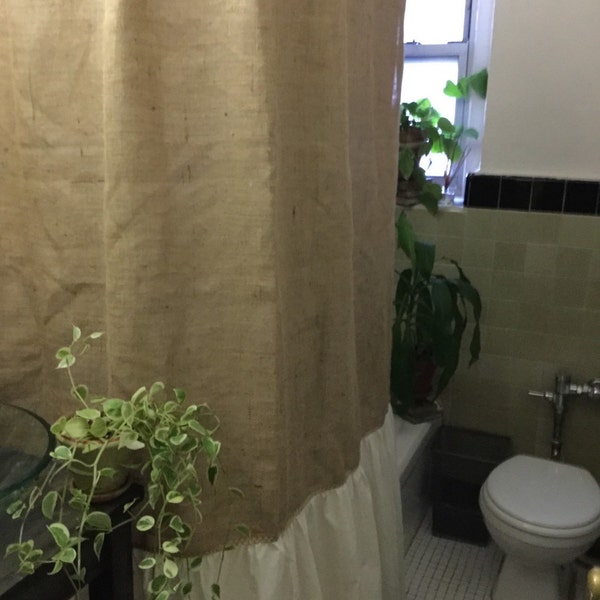 Country Burlap Shower Curtain Etsy