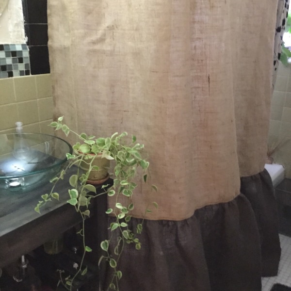Burlap Shower Curtain Etsy