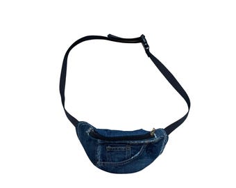 Upcycled Denim Jeans Crossbody Bag, Purse, Fanny Pack, Sling Bag
