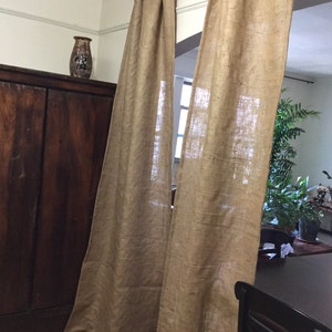 2 panels natural burlap curtains each 37&quot; wide 80&quot; long