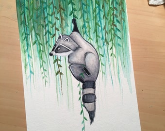 Meeko Watercolor Painting - Disney&#39;s Pocahontas - Print