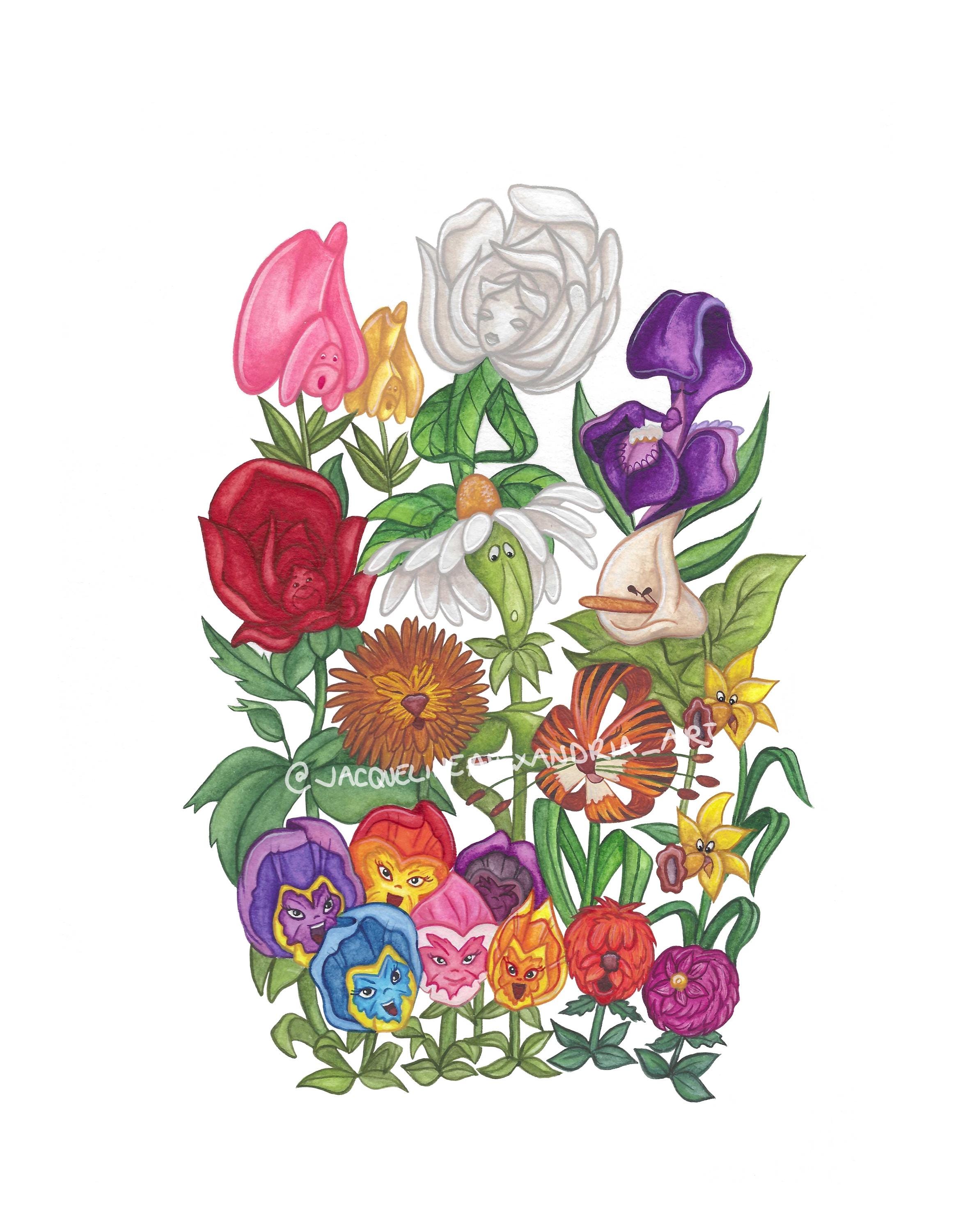 Alice in Wonderland Floral-  Alice Floral AOP Checkerboard Decor Alice in Wonderland Floral Arrangement main image 2