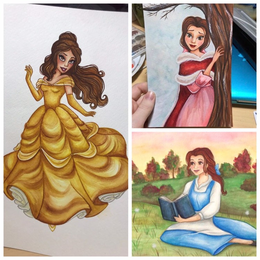 Beauty and the Beast - Belle - Watercolor Painting - PRINT - Etsy