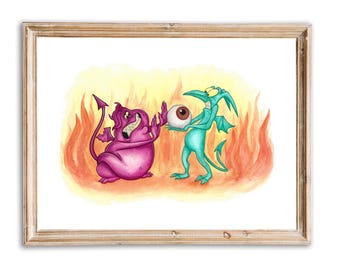 Disney’s Hercules - Pain & Panic - Watercolor Painting - PRINT
