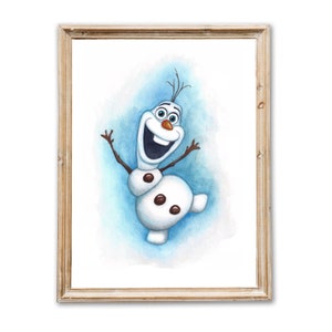 Disney&#39;s Olaf - Frozen - Watercolor Painting - Original & Print