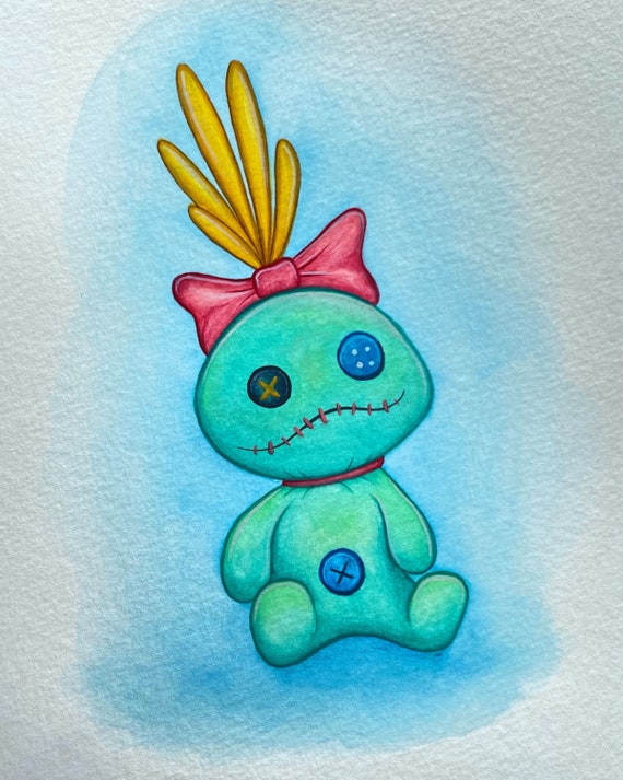 Disneys Lilo & Stitch Scrump Doll Watercolor Painting PRINT A 