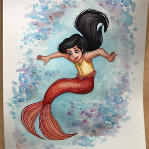 The Little Mermaid II - Melody - Watercolor  Painting - Print