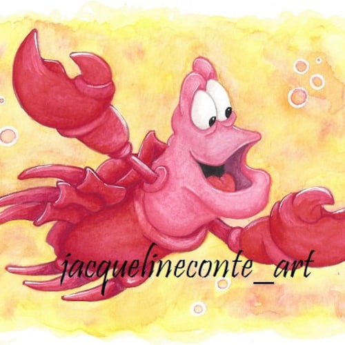 Flounder Little Guppy the Little Mermaid Watercolor Print Etsy