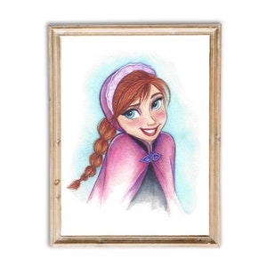 Frozen&#39;s Anna - Disney Watercolor Painting- Print