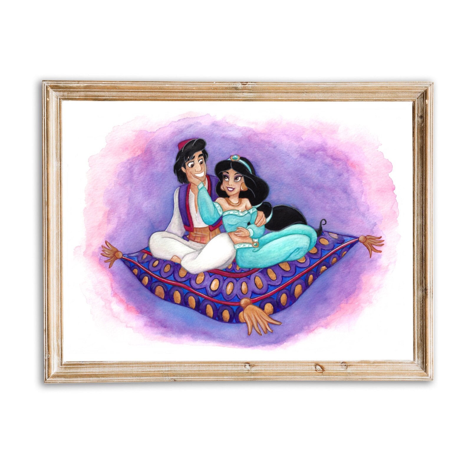 Aladdin Et Jasmine Dessin Couleur Aladdin et Jasmine Aquarelle et peinture originale - Etsy Canada