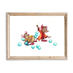 Cinderella&#39;s Mice - Jaq & Gus - Disney Watercolor Painting - Print