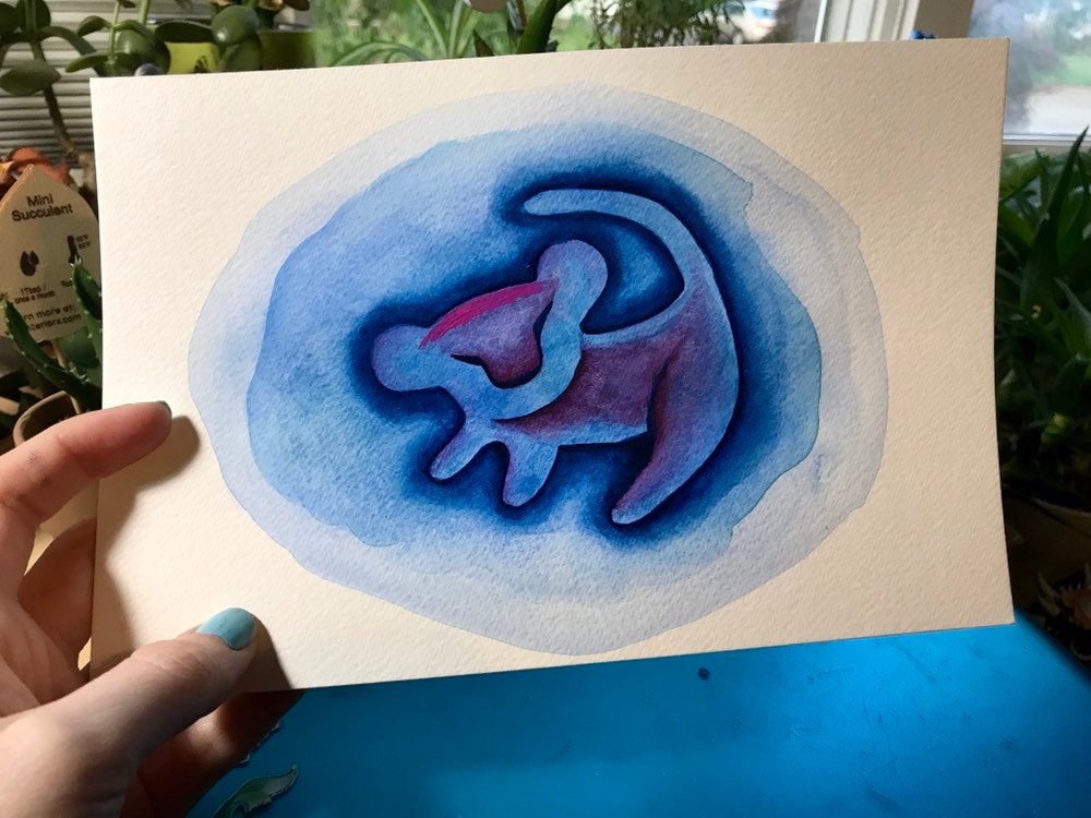 The Lion King Simba Cave Drawing Watercolor Painting Etsy