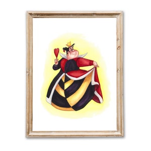 Disney’s Alice in Wonderland - Villain Queen of Hearts - Watercolor Painting - PRINT