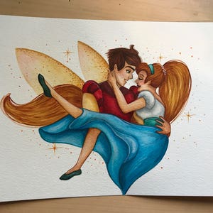 Thumbelina & Cornelius Watercolor Painting - Print